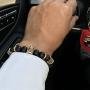 SEVENSTONE 8mm Crown King Charm Bracelet for Men Women Black Matte Onyx Stone Beads, 7.5''