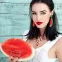 2 Pairs Fruit Watermelon Shape Drop Earrings Bohemian Seed Bead Earrings Handmade Beaded Dangle Studs Earrings for Women Girls Party Jewelry (Red, Yellow)