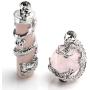Jovivi 2pc Dragon Wrapped Round Ball Cylinder Gemstone Healing Crystal Pendant Necklaces Set