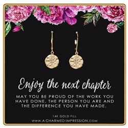 Retirement Gift for Women • Enjoy the Next Chapter • Diamond Starburst Earrings • Congratulations • Youll be Missed • Be Proud of the Difference You Have Made