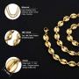 Jewelry Kingdom 1 Curb Link Chain Necklace for Men Women 7MM 11MM 18K Gold High Polish Stainless Steel Coffee Bean Chain 18inches 24inches 30inches