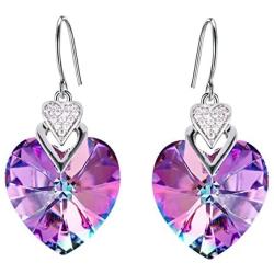 Scarlvambo Womens Elegant Love Heart Prom Dangle Earrings Cubic Zirconia Vitrial Light Purple Crystals