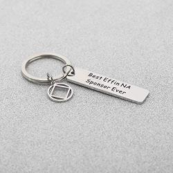 BAUNA Sponsor Gift Sobriety Gift NA Sponsor Appreciation Keychain Narcotics Anonymous Jewelry Best Effin NA Sponsor Ever