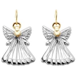 Silver Gold Two Tone Angel Dangle Earrings For Women Girls Christmas Gifts Alloy RareLove