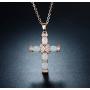 Barzel Rose Gold & White Gold Plated Created Opal Cross Chain with Pendant
