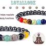 LOYALLOOK 4Pcs Chakra Hematite Bracelet Healing Magnetic Therapy Stretch Stone Beaded Bracelet Balancing