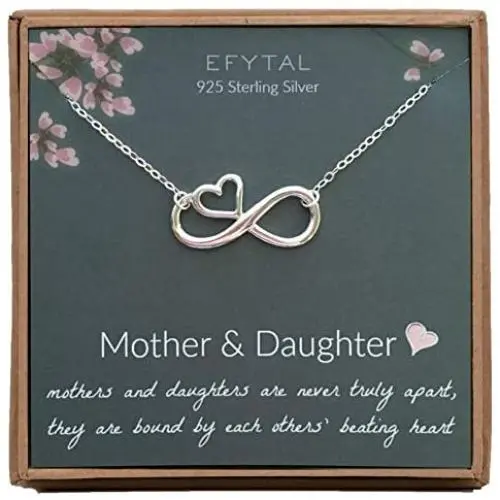 EFYTAL Mom Gifts, 925 Sterling Silver Infinity with Heart Necklace for Mother & Daughter, Mom Necklaces for Women, Best Birthday Gift Ideas, Pendant Mothers Day Jewelry For Her, Mothers Day