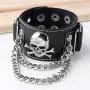 Jovivi Punk Leather Cuff Bracelet Skull Design Bracelet Wristband Adjustable Size 7 to 8 Inches Include a Pouch Jovivi Punk Leather Cuff Bracelet Skull Design Bracelet Wristband Adjustable Size 7 to 8 Inches Include a Pouch