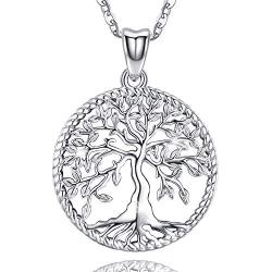 Aniu Silver Necklace for Women Girls, Family Tree of Life Sterling Silver Pendant with Fine Jewelry Gift Box, 18 Inches Chain for Wife Mom Grandma Girlfriend