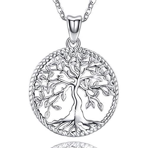 Aniu Silver Necklace for Women Girls, Family Tree of Life Sterling Silver Pendant with Fine Jewelry Gift Box, 18 Inches Chain for Wife Mom Grandma Girlfriend