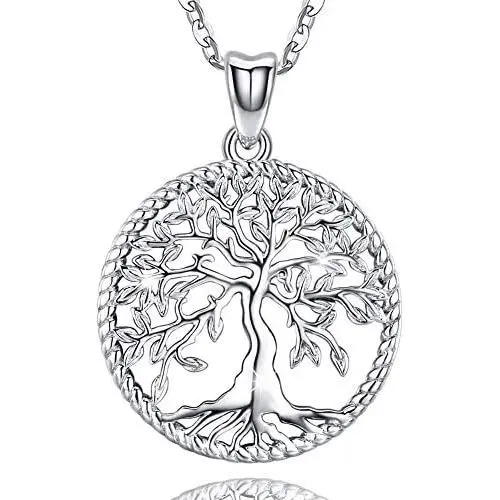 Aniu Silver Necklace for Women Girls, Family Tree of Life Sterling Silver Pendant with Fine Jewelry Gift Box, 18 Inches Chain for Wife Mom Grandma Girlfriend Aniu Silver Necklace for Women Girls, Family Tree of Life Sterling Silver Pendant with Fine Jewelry Gift Box, 18 Inches Chain for Wife Mom Grandma Girlfriend