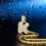 FW Jewelry Iced Out Bling Hip Hop Silver Gold Diamond Bubble Initial Letter Pendant Tennis Chain Necklaces A to Z 20 Inches