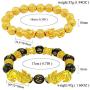 yfstyle 2 Pcs Feng Shui Black Obsidian Wealth Bracelet Elastic Gold Good Luck Bracelet 10mm/ 12mm Pi Xiu/ Pi Yao Beaded Bracelets for Women Men Jewelry Gifts