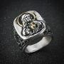 HZMAN Vintage Silver Gold Tone Jesus Blessing Christian Stainless Steel Rings for Men Women Religious Band