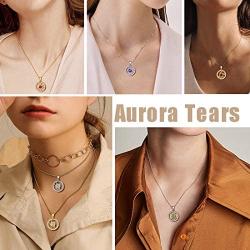 Aurora Tears Zodiac Constellation Necklaces Women 925 Sterling Silver Crystal Birthstone Pendant Cubic Zirconia Birth Jewelry Charm Dating Jewelry