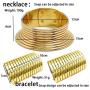 LZHLQ African Jewelry Declaration Collar Egypt Gold Tone Collar Women Chunky Leather Collar Necklace Bracelet Earring Hairpin 4-Piece Set