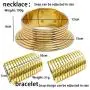 LZHLQ African Jewelry Declaration Collar Egypt Gold Tone Collar Women Chunky Leather Collar Necklace Bracelet Earring Hairpin 4-Piece Set LZHLQ African Jewelry Declaration Collar Egypt Gold Tone Collar Women Chunky Leather Collar Necklace Bracelet Earring Hairpin 4-Piece Set