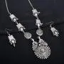 Zephyrr Devotional Pendant Necklace Earrings Set Silver Tone Jewelry for Women