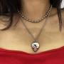 Masiter Punk Layered Alien Necklace Silver Ball Beaded Pendant Choker Chain Cosplay Party Prom Costume Jewelry for Women and Girls