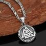 GuoShuang Nordic Viking Valknut Amulet Stainless steel Pendant Necklace for man and women -With Valknut Rune Gift Bag