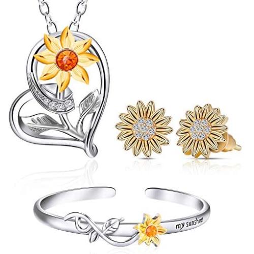 Sunflower Jewelry Set Sunflower Earrings Bracelet Necklace