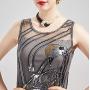 Coucoland 1920s Imitation Pearls Necklace 20s Gatsby Knot Pearl Necklace 1920s Flapper Pearls Accessories Two-Tone Stitching Style