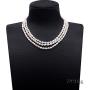 JYX JEWELRY 3 Strands Pearl Necklace Classic 5-5.5mm Triple Strand Oval White Pearl Choker Necklace for Women