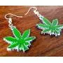 Pashal Marijuana Weed Pot Leaf Green Enamel Dangle Earrings Pashal Marijuana Weed Pot Leaf Green Enamel Dangle Earrings