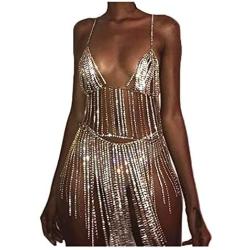 MineSign Sexy Jewelry Set Womens Rhinestone Body Chain Bra Belly Dress Chains for African Swimsuits