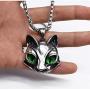 Cat Head Eye Necklace Pendant, LOYEH Vintage Gothic Necklaces Pendants Men Women Gift Jewelry Evil Green Eye 1.41x1.40inches