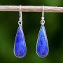 NOVICA Lapis Lazuli Rhodium Plated .925 Sterling Silver Dangle Earrings, Morning Raindrops