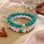 LIU JUN 2pcs Beads Bracelets for Women Man,Couple Bracelets Friendship Charm for Teen Girls Beaded Sister Jewelry Gifts