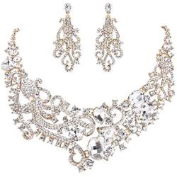 EVER FAITH Rhinestone Crystal Octopus Necklace Earrings Set
