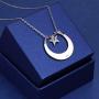 FLYOW S925 Sterling Silver Crescent Moon Pendant Necklace for Women Teen Girls Birthday Gift