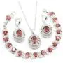 GZJY Red Cubic Zirconia Women Jewelry Set Silver Color Bracelet Earrings Necklace Pendant Jewelry GZJY Red Cubic Zirconia Women Jewelry Set Silver Color Bracelet Earrings Necklace Pendant Jewelry
