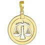 14K Yellow Gold Reversible Round Libra Scale Zodiac Sign Pendant