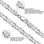PROSTEEL 925 Sterling Silver Cuban Link Chain/Figaro Chain/Rope Chain, Solid Silver Necklace for Women Men, 14''/18''/20''/22''/24''/26''/28'', Come Gift Box