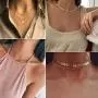 9 Pieces Layering Choker Necklace Cute Star Coin Pearl Necklace Snake Chain Choker Multilayer Vsco Necklace for Teens Girls Women