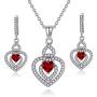 RMREWY 925 Sterling Silver Heart Jewelry Set Women Love Heart Pendant Necklace Earrings Set Valentines Day Gift for Bridal Jewelry Set or Formal Event Costume Jewelry