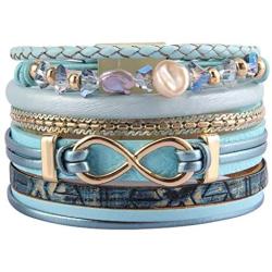 GelConnie Heart Leather Cuff Bracelet Multi Strand Wrap Around Bracelets Magnetic Boho Bangle Bohemian Jewelry Gift for Women, Mother, Wife, Sister, Lover