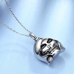 UNY Trendy 316L Stainless Steel Evil Skull Pet Urn Ashes Pendant Memorial Ash Keepsake Cremation Jewelry