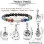 Jovivi 6mm Mala Beads 108/Lava Rock 7 Chakra Tree of Life/Hamsa/OM/Lotus/Elephant Charm Healing Crystal Bracelet Necklace