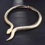 Thunaraz Snake Choker Necklace Costume Halloween Statement Snake Jewelry for Women Silver Gold Retro Snake Shape Collar Necklace Curved Bar Design Adjustable