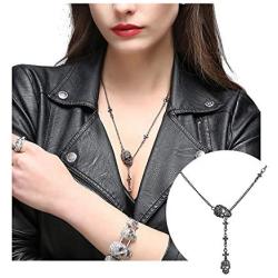 EVBEA Cross Necklace for Men and Women Long Gothic Jewelry Cool Skull Rock Punk Black Necklaces with Stainless Steel Chain