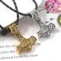 SONGCHANGJEWELRY Norse Viking Necklace for Men - Thors Hammer Mjolnir Stainless Steel Viking Talisman Jewelry Men Mjolnir Compass Amulet Pendantnt