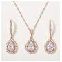 SWEETV Crystal Teardrop Wedding Jewelry Sets for Brides Birdesmaids, Rhinestone Cubic Zirconia Bridal Backdrop Necklace and Earrings Jewelry Sets for Women, Prom Costume Jewelry