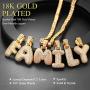 DIY Full CZ Bubble Letter Necklace Men Women Personalized Hip Hop Jewelry Platinum or 18K Gold Plated Customizable 1-6 Pcs Bling Initials Pendant,Tennis Chain or Spiga Chain 18-30 Inch, with Gift Box