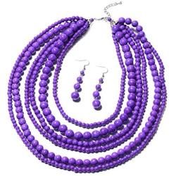Shop LC Purple Howlite Beads Black Oxidized Silvertone Dangle Drop Earrings Necklace Prom Jewelry Sets Mothers Day Gifts for Women Size 18''
