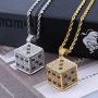 TOPGRILLZ 14K Gold Plated Iced Out CZ Simulated Diamond 3D Crap Dice Pendant Necklace for Men Fashion Jewelry (Silver Crap)