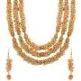 Efulgenz Fashion Indian Bollywood 14 K Gold Plated Faux Pearl Bridal Multi Layered Statement Necklace Earrings Jewelry Set